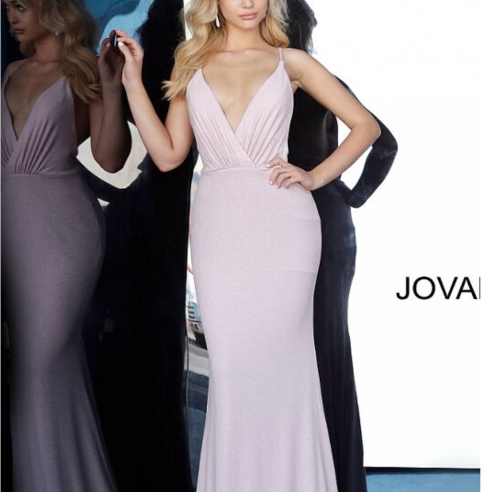 Jovani Light Pink Backless Dress with Strappy Back